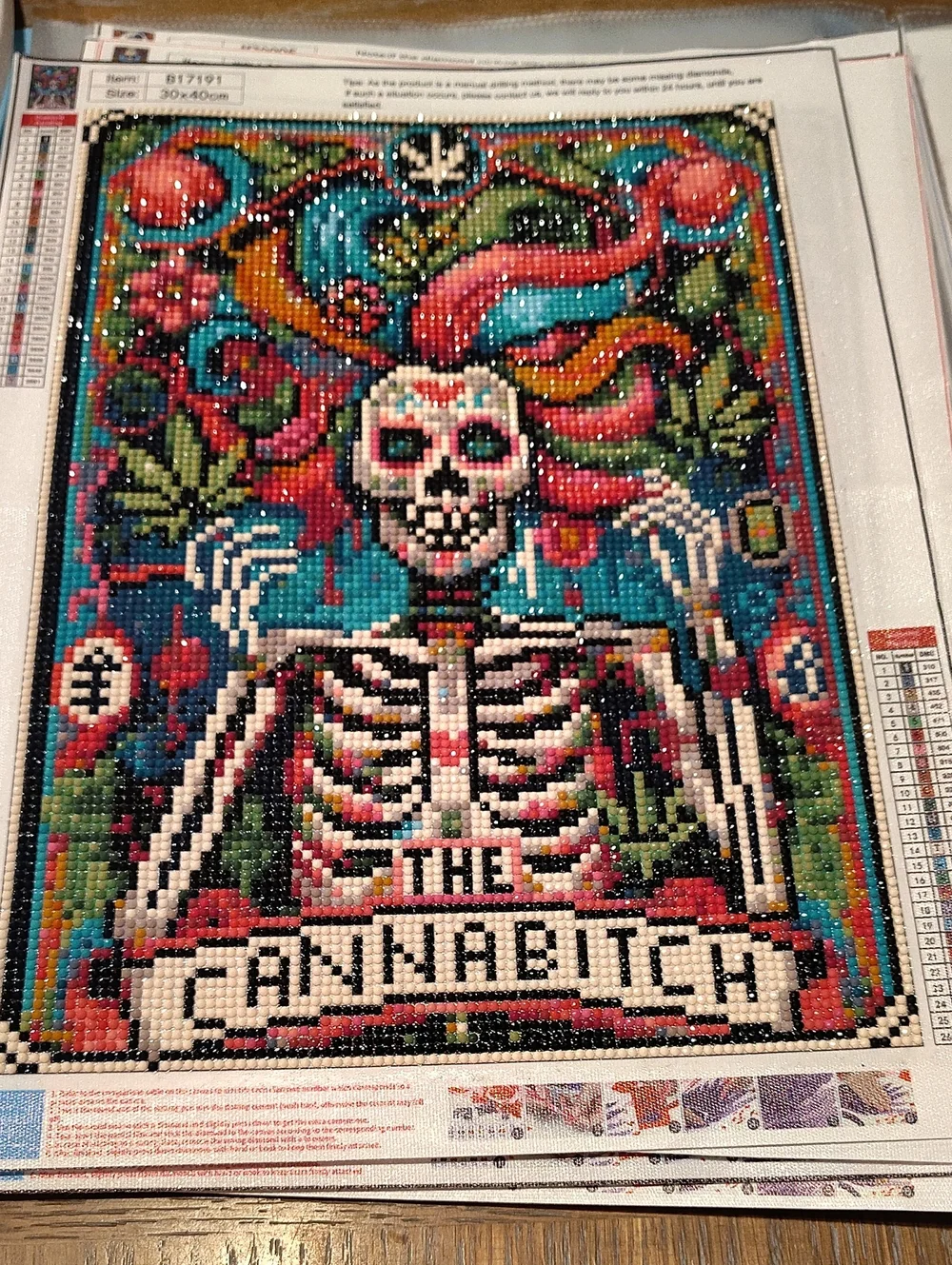 The Cannabitch Colorful Skeleton Wall Art - Vibrant Multicolor